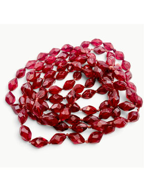 Vintage Czech Garnet Red Glass Necklace, 56 Inch Art Deco Flapper Sautoir